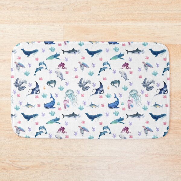 Item preview, Ocean Animals Watercolor Pattern | Whale Shark Dolphin Turtle Jellyfish Seamless Pattern | Coastal Phone Case, Mug, Notebook, Tote Bag designed and sold by PaperyAndInk.
