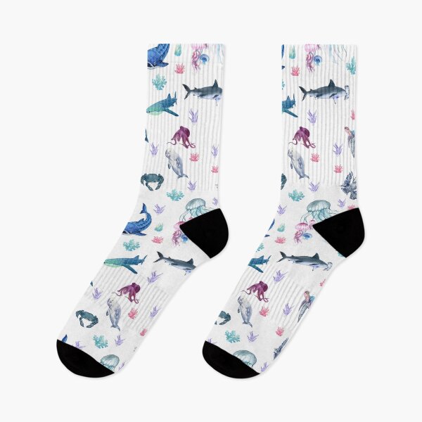 Item preview, Ocean Animals Watercolor Pattern | Whale Shark Dolphin Turtle Jellyfish Seamless Pattern | Coastal Phone Case, Mug, Notebook, Tote Bag designed and sold by PaperyAndInk.