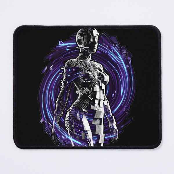 Item preview, Cybernetic Void Entity – Futuristic AI Android Glitch Neon Cyberpunk Art designed and sold by UniqYou.