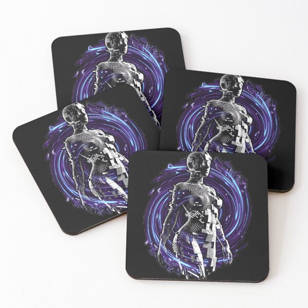 Item preview, Cybernetic Void Entity – Futuristic AI Android Glitch Neon Cyberpunk Art designed and sold by UniqYou.