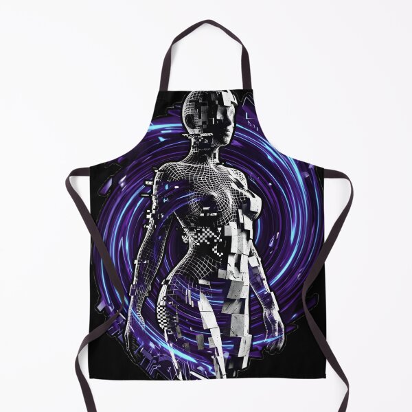 Item preview, Cybernetic Void Entity – Futuristic AI Android Glitch Neon Cyberpunk Art designed and sold by UniqYou.