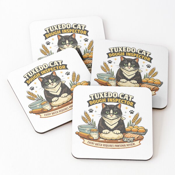Item preview, Tuxedo Cat Dough Inspector – Funny Bakery Cat designed and sold by Concrete Coffee Studio.