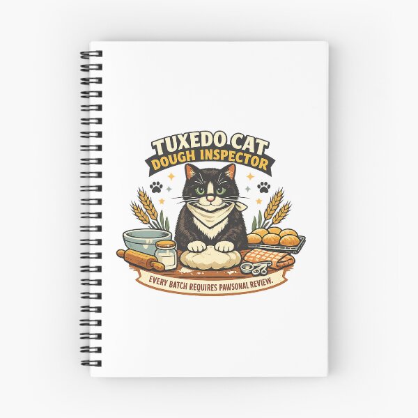 Item preview, Tuxedo Cat Dough Inspector – Funny Bakery Cat designed and sold by Concrete Coffee Studio.