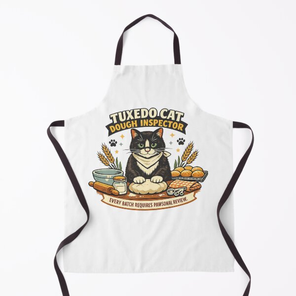 Item preview, Tuxedo Cat Dough Inspector – Funny Bakery Cat designed and sold by Concrete Coffee Studio.