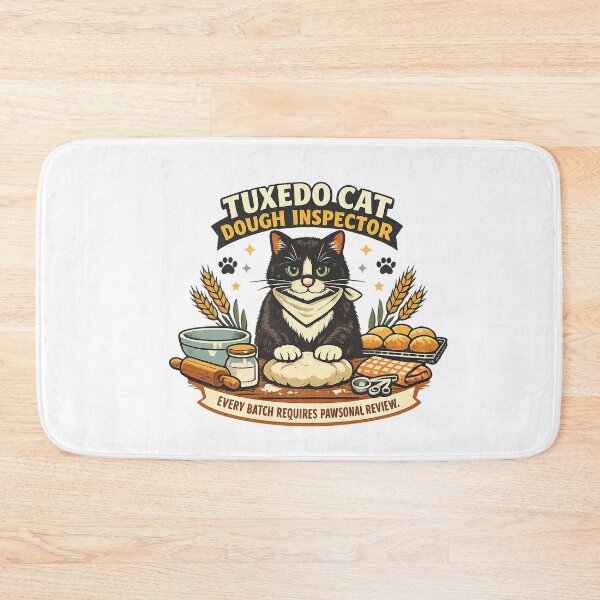Item preview, Tuxedo Cat Dough Inspector – Funny Bakery Cat designed and sold by Concrete Coffee Studio.