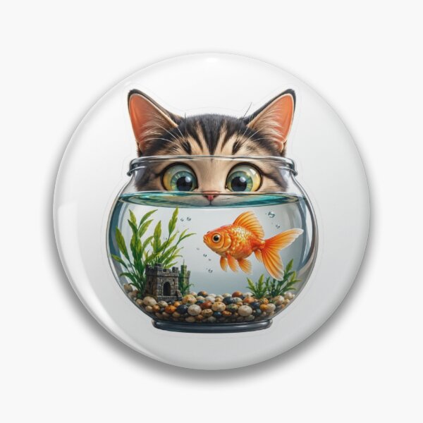 Item preview, Curious Kitten Watching Goldfish Bowl designed and sold by Snurly.