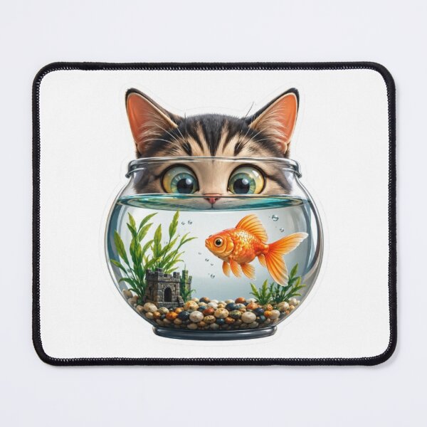 Item preview, Curious Kitten Watching Goldfish Bowl designed and sold by Snurly.