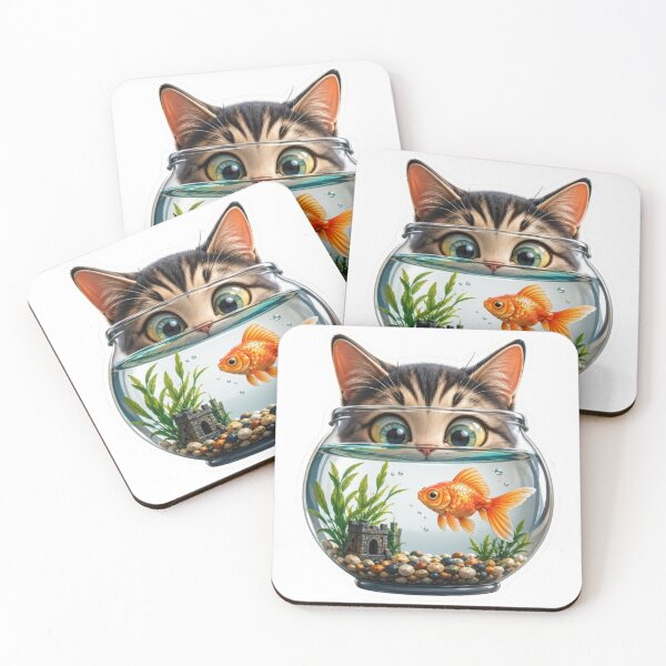 Item preview, Curious Kitten Watching Goldfish Bowl designed and sold by Snurly.