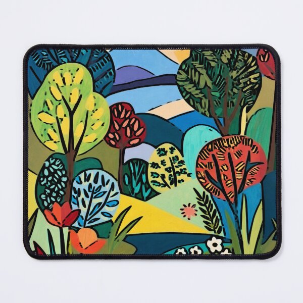 Item preview, Whimsical Graphic Folk Art Trees Mountain Landscape designed and sold by Nexus Space.