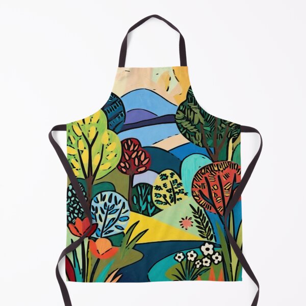 Item preview, Whimsical Graphic Folk Art Trees Mountain Landscape designed and sold by Nexus Space.