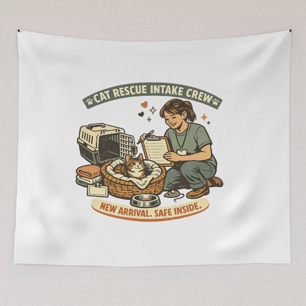 Item preview, Cat Rescue Intake Crew – New Arrival Safe Inside designed and sold by Concrete Coffee Studio.