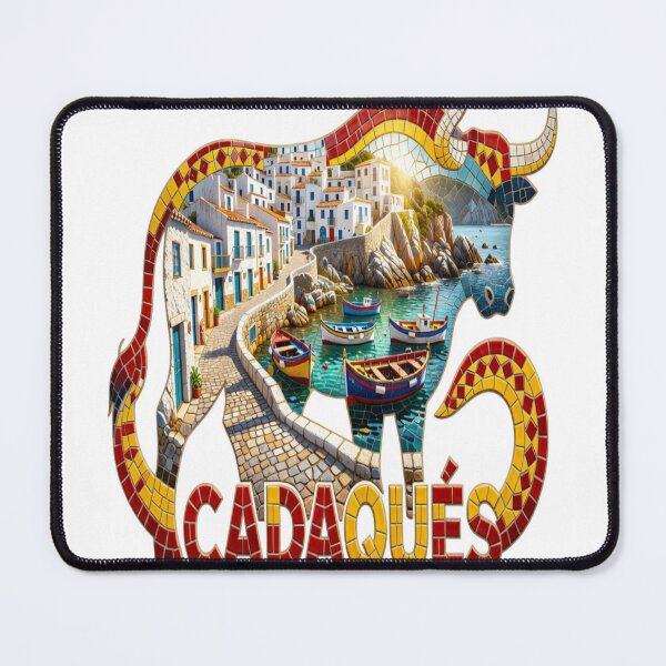 Item preview, Cadaques Coastal Mosaic Travel Sticker Summer Souvenir designed and sold by Imaginarium of Chaos falcon88 .