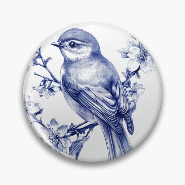 Item preview, Blue Bird on Blossom Branch | Victorian Botanical Illustration designed and sold by Art for Every Room.