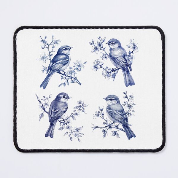 Item preview, Blue Bird on Blossom Branch | Victorian Botanical Illustration designed and sold by Art for Every Room.