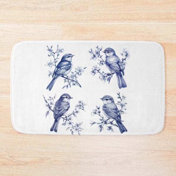Item preview, Blue Bird on Blossom Branch | Victorian Botanical Illustration designed and sold by Art for Every Room.
