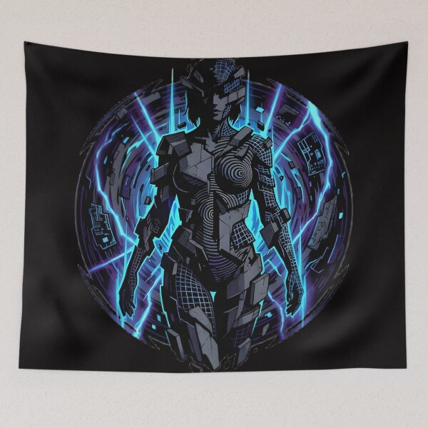Item preview, Quantum Void Goddess – Cyberpunk Sci-Fi Digital Illustration designed and sold by UniqYou.