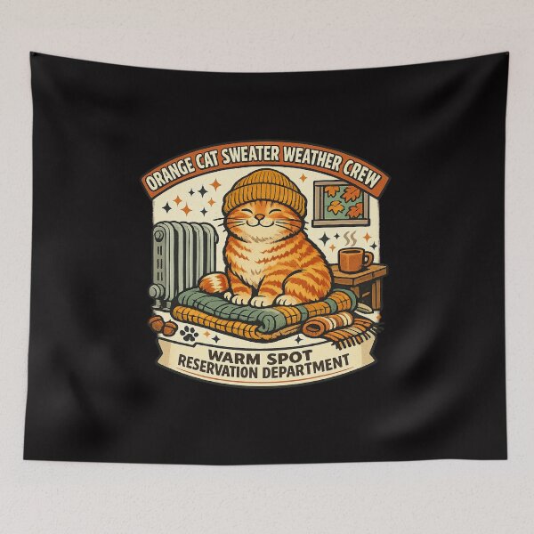 Item preview, Orange Cat Sweater Weather Crew designed and sold by Concrete Coffee Studio.