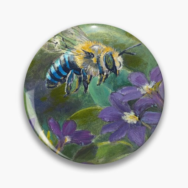 Item preview, Blue Banded Bee and Purple Fan Flowers designed and sold by CoryAcornArt.