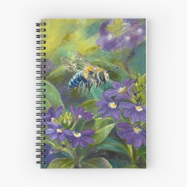 Item preview, Blue Banded Bee and Purple Fan Flowers designed and sold by CoryAcornArt.