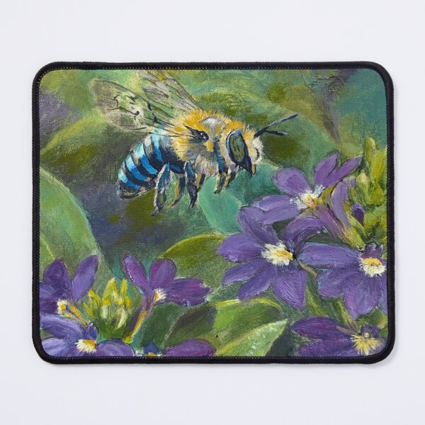 Item preview, Blue Banded Bee and Purple Fan Flowers designed and sold by CoryAcornArt.
