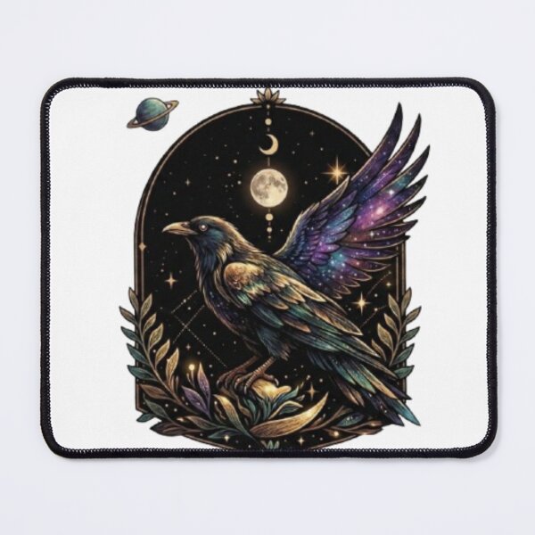 Item preview, Cosmic Raven Under Moonlit Galaxy designed and sold by VibePrinto.