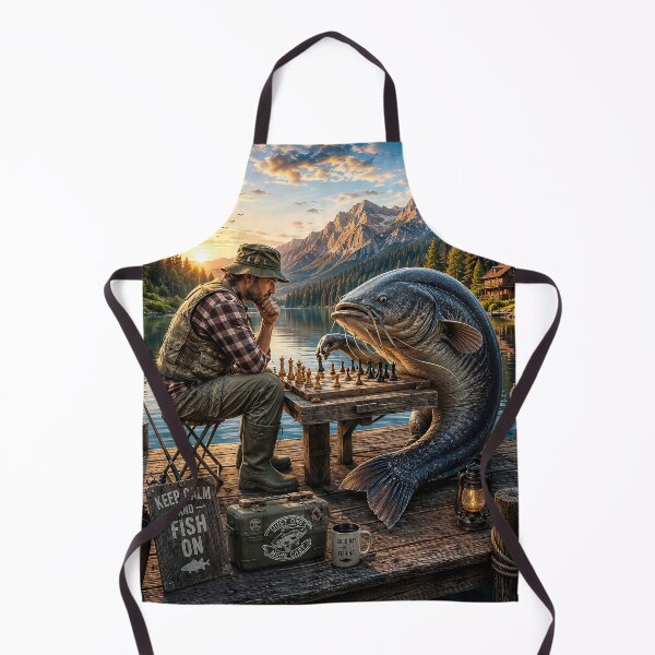 Item preview, Fisherman Playing Chess with a Giant Catfish designed and sold by RabeART.