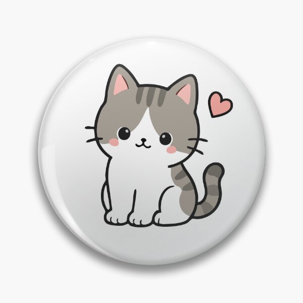 Item preview, Cute Kawaii Kitten With Pink Heart designed and sold by VectorForge Studio.