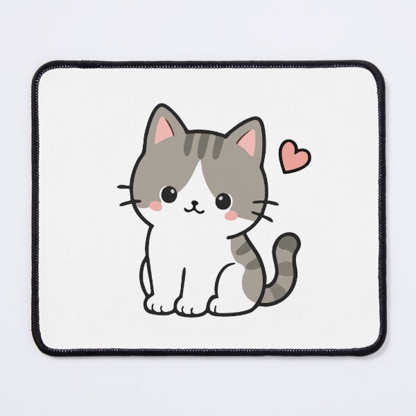 Item preview, Cute Kawaii Kitten With Pink Heart designed and sold by VectorForge Studio.