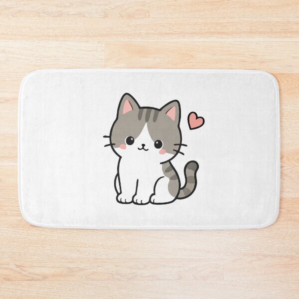 Item preview, Cute Kawaii Kitten With Pink Heart designed and sold by VectorForge Studio.
