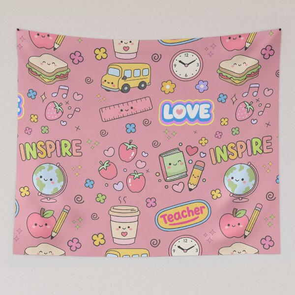 Item preview, Teacher Cute Pastel Seamless School Pattern Collage designed and sold by HowToCanadian.