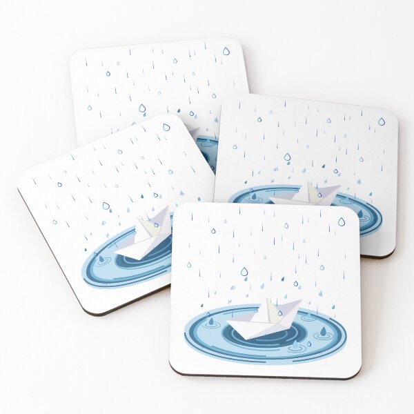 Item preview, Paper Boat Floating in Rain Illustration designed and sold by Cutethings3.