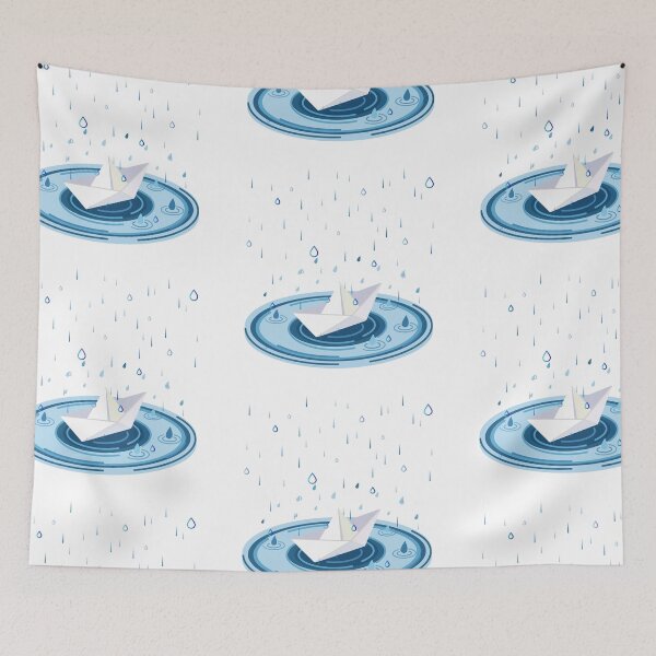 Item preview, Paper Boat Floating in Rain Illustration designed and sold by Cutethings3.