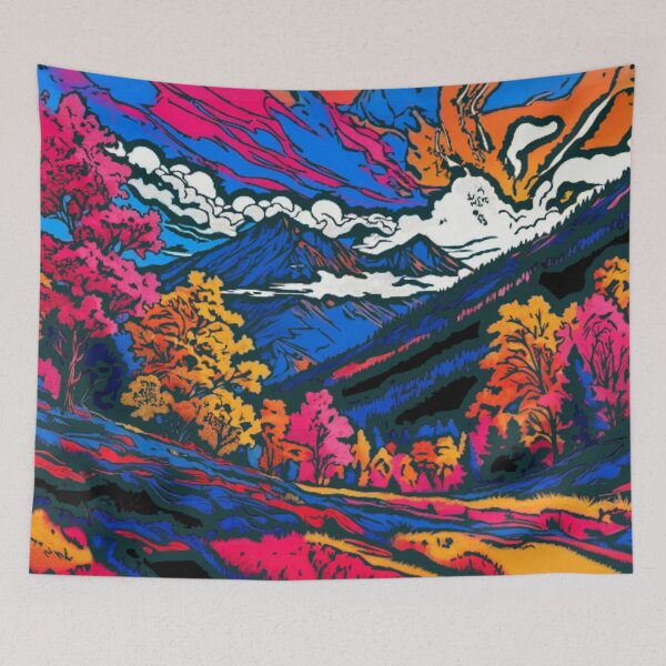 Item preview, Vibrant Pop Art Colorful Mountain Valley Landscape designed and sold by Nexus Space.