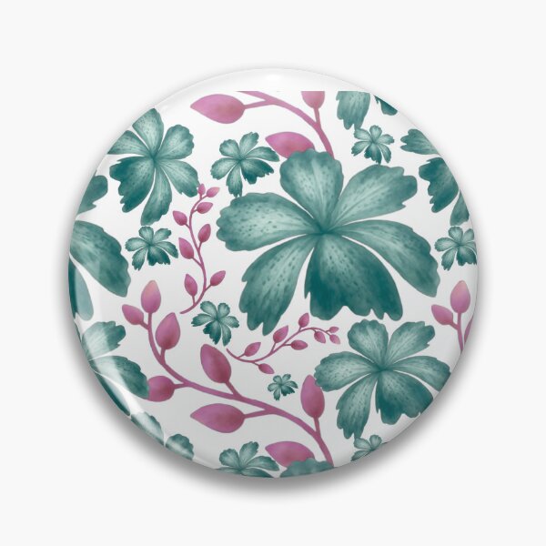 Item preview,  Teal Watercolor Floral Pattern with Pink Botanical Vines on Black | Seamless Botanical Flower Design designed and sold by HopeAndHustle.
