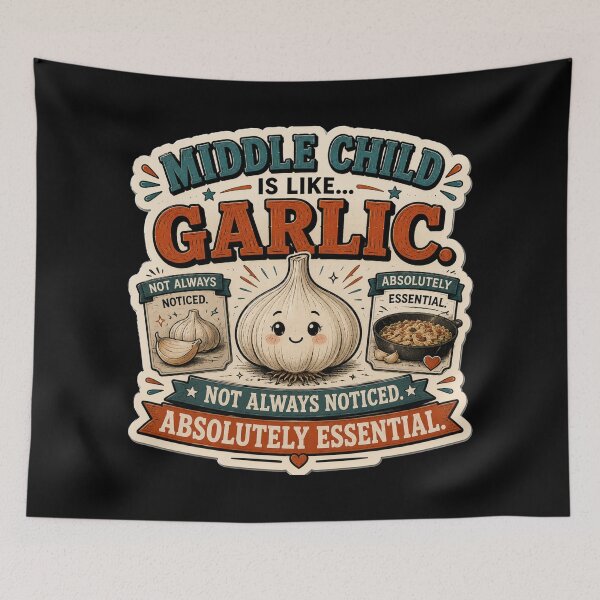 Item preview, Middle Child Is Like Garlic. Not Always Noticed. Absolutely Essential. designed and sold by OneDotSpot.