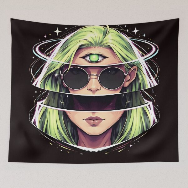 Item preview, Psychedelic Cosmic Third Eye Girl – Surreal Sci-Fi Aesthetic designed and sold by UniqYou.