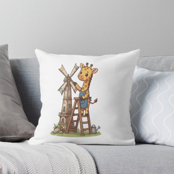 Item preview, Cute Giraffe Fixing Vintage Windmill designed and sold by Ella_Sketch.