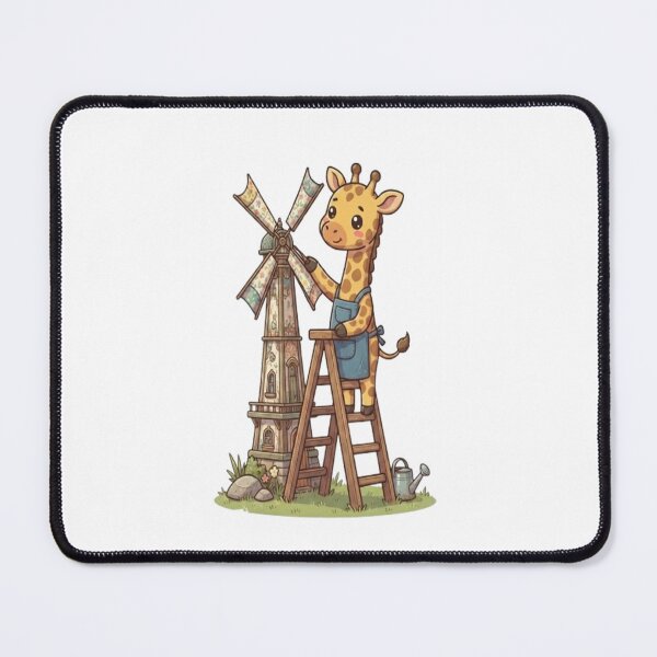 Item preview, Cute Giraffe Fixing Vintage Windmill designed and sold by Ella_Sketch.