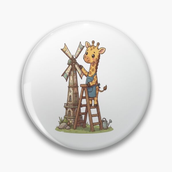 Item preview, Cute Giraffe Fixing Vintage Windmill designed and sold by Ella_Sketch.