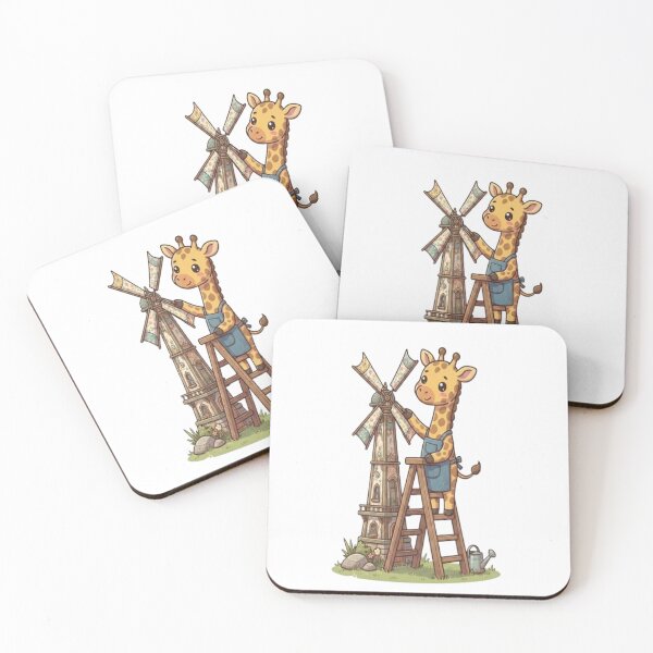 Item preview, Cute Giraffe Fixing Vintage Windmill designed and sold by Ella_Sketch.