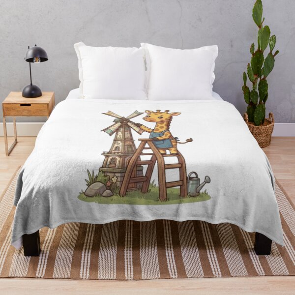 Item preview, Cute Giraffe Fixing Vintage Windmill designed and sold by Ella_Sketch.