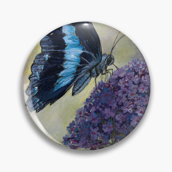 Item preview, Bluebottle Butterfly and purple floral designed and sold by CoryAcornArt.