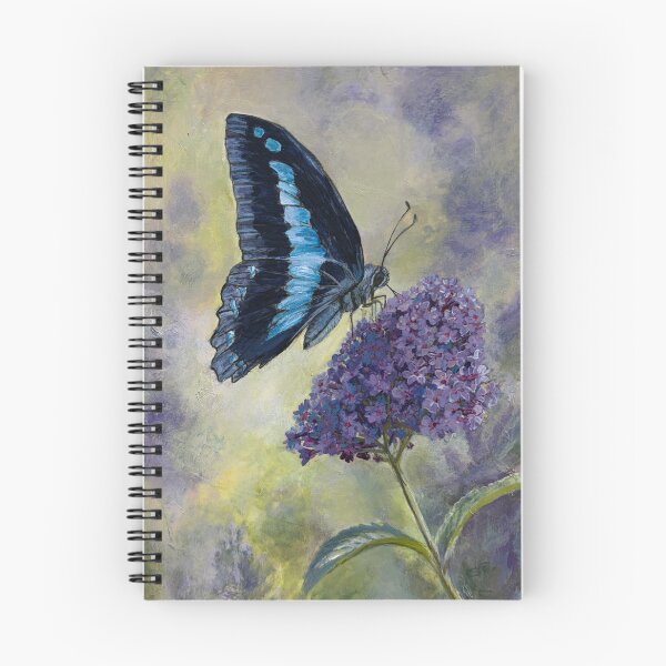 Item preview, Bluebottle Butterfly and purple floral designed and sold by CoryAcornArt.