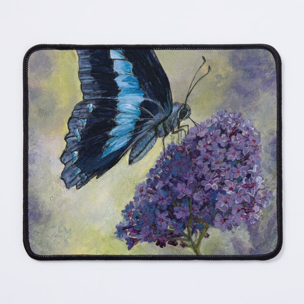 Item preview, Bluebottle Butterfly and purple floral designed and sold by CoryAcornArt.