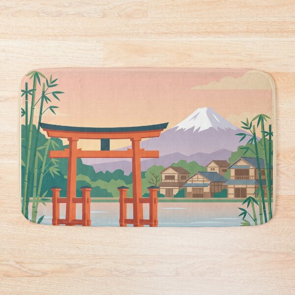 Item preview, Kyoto Japan Torii Gate Mt Fuji Minimalist Poster designed and sold by gerardimedina.