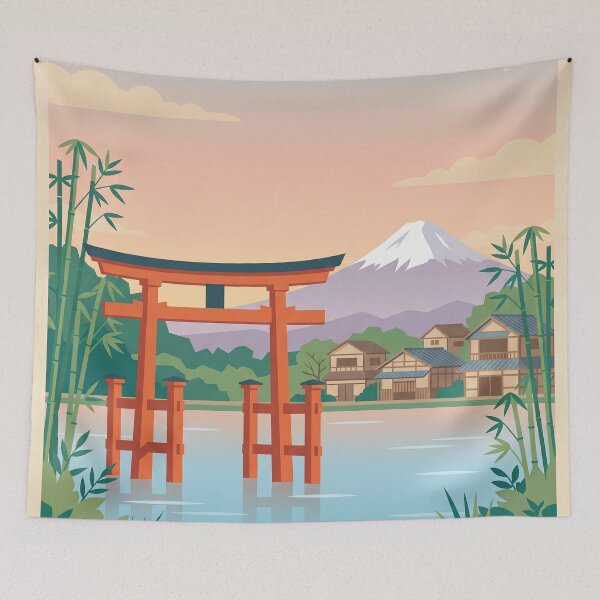 Item preview, Kyoto Japan Torii Gate Mt Fuji Minimalist Poster designed and sold by gerardimedina.