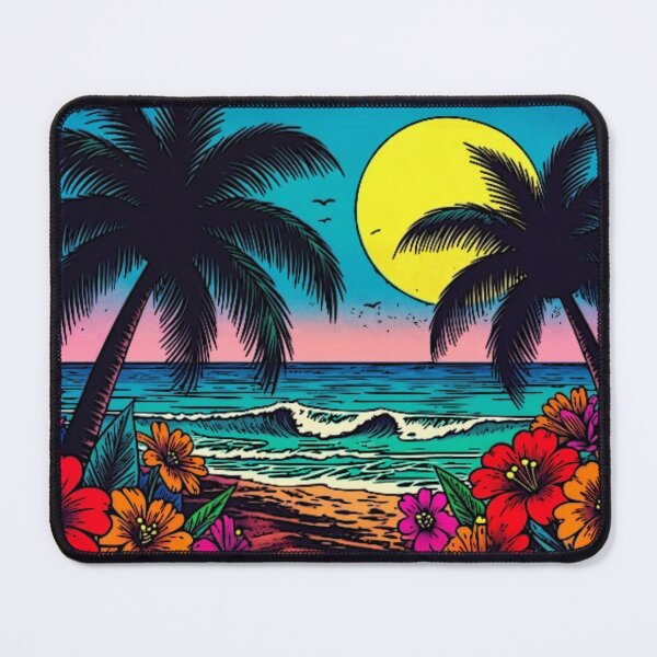 Item preview, Vibrant Pop Art Tropical Beach Palm Trees Sunset Art designed and sold by Nexus Space.