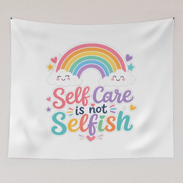Item preview, Self Care is not Selfish Colorful Rainbow Positive Quote designed and sold by Aliplus+.