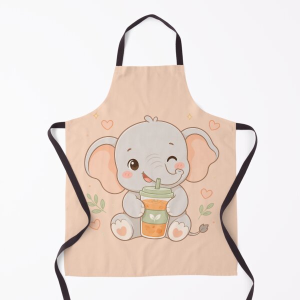 Item preview, Happy Elephant with Drink – Cozy Pastel Friend minimalist design designed and sold by CosmicQuietStudio.