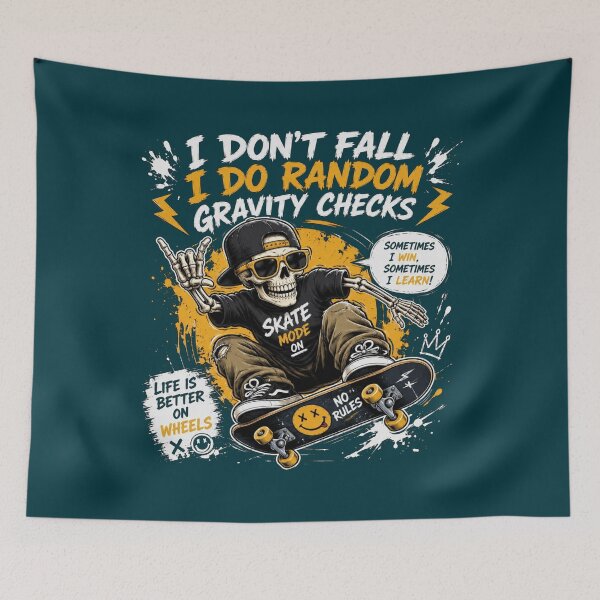 Item preview, Funny Skeleton Skater Aesthetic Gravity Check Meme designed and sold by W&RParadise.